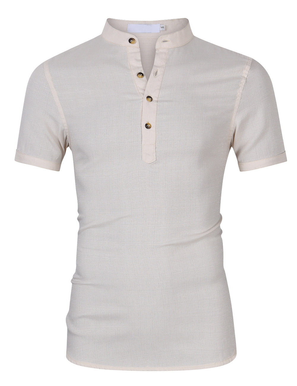 Herren Kurzarmshirt Stehkragen Knöpfe Modern Berlin Style