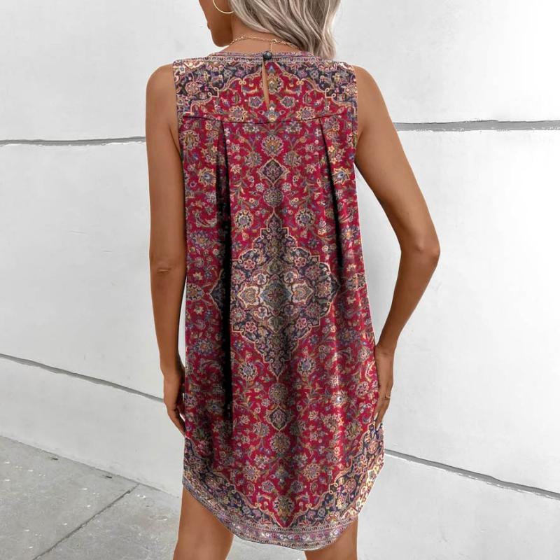 Sommerkleid Ärmellos Ethnisch Bequem Damenkleid
