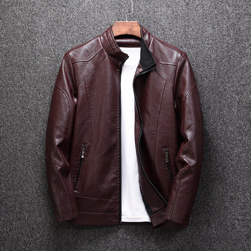 Herren Lederjacke Modern Schwarz Stylisch