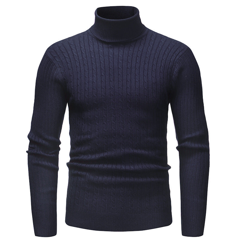Herren Pullover Rollkragen Strukturiert Zopfmuster Modern
