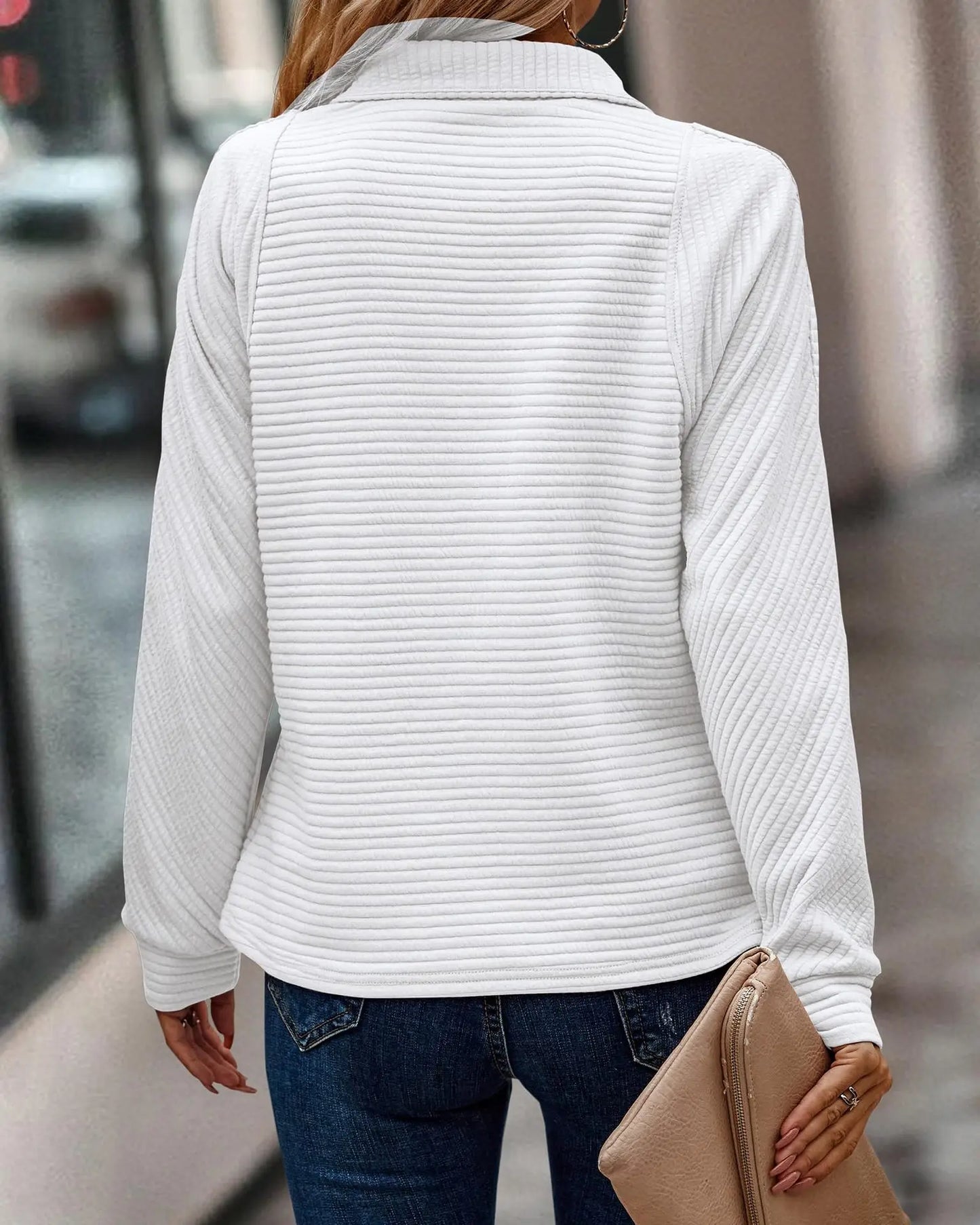 Damen Pullover Frühjahr Halb-Reißverschluss Modern