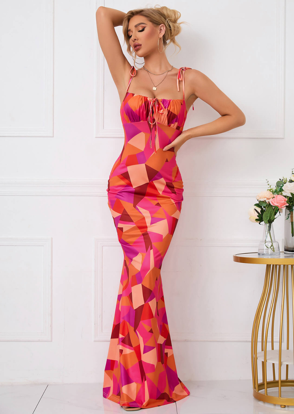 Sommer Maxikleid Blumenmuster Figurbetont feminin