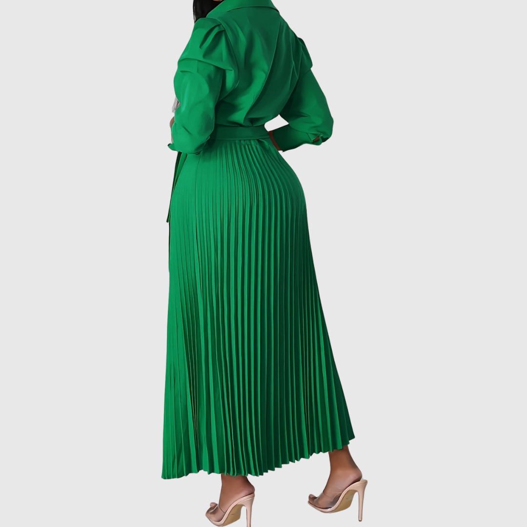 Frauen Midikleid V-Ausschnitt Plissiert Elegant