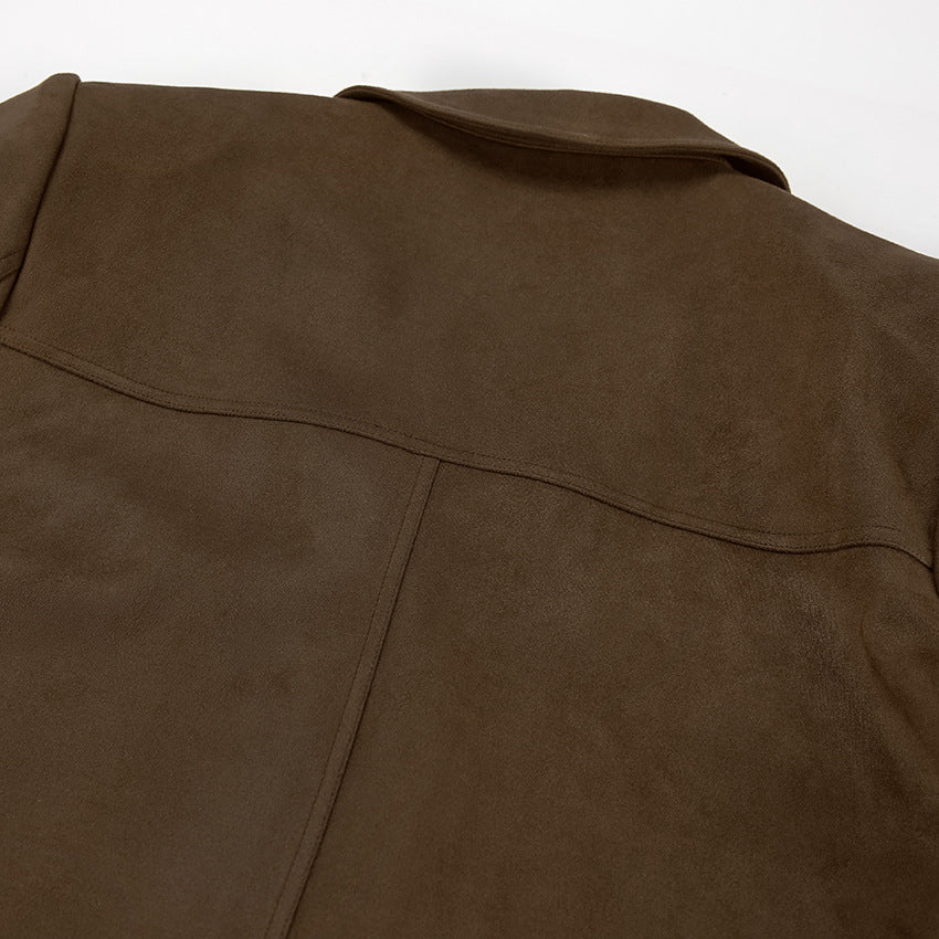 Damen Übergangsjacke Wildleder Optik Chic