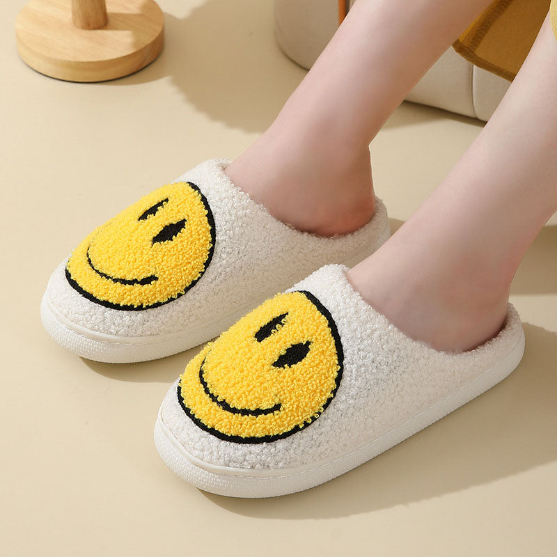 Weiche Pelzpantoffel Smiley Muster Warm