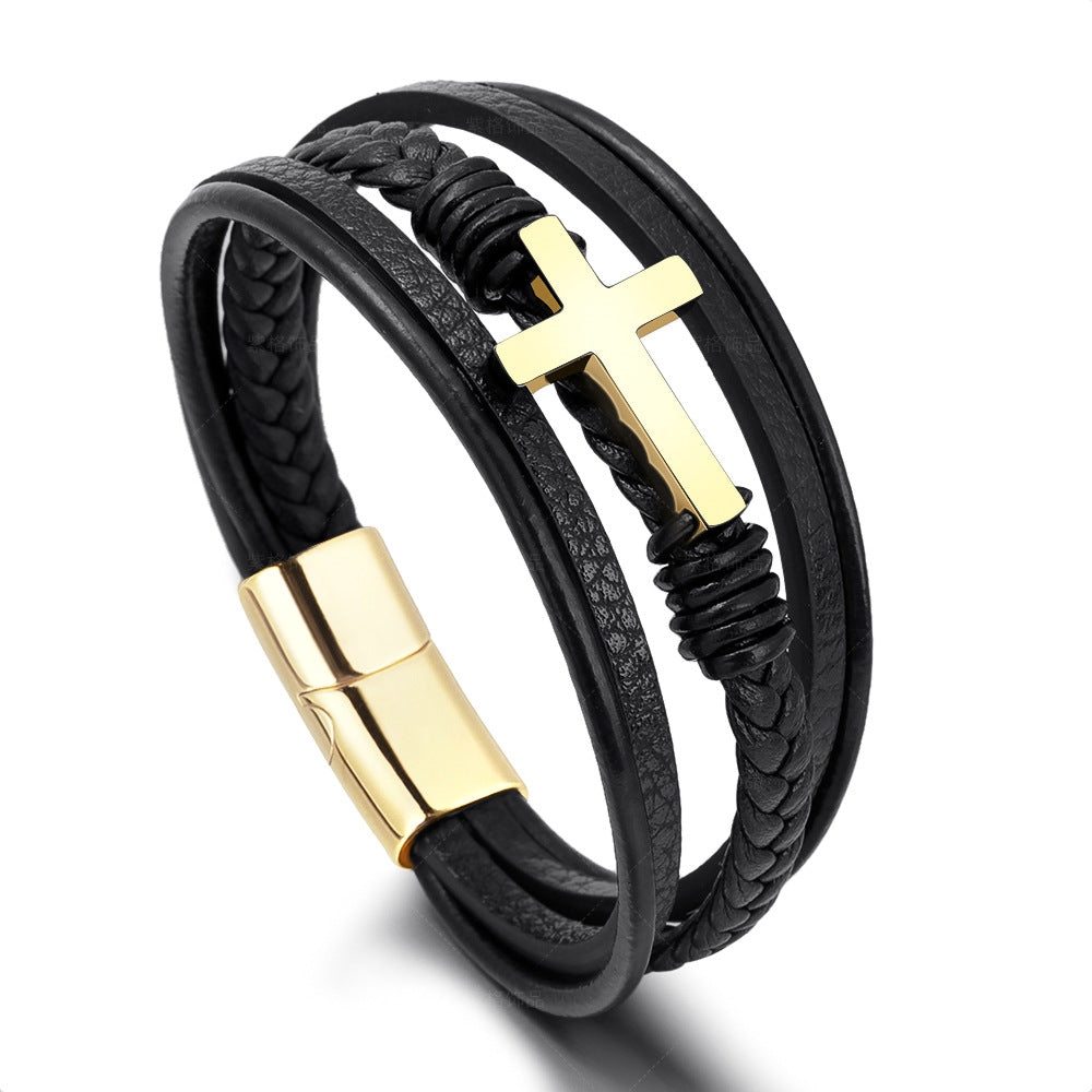 Edelstahl Armband Herren Kreuz Schmuck Modern
