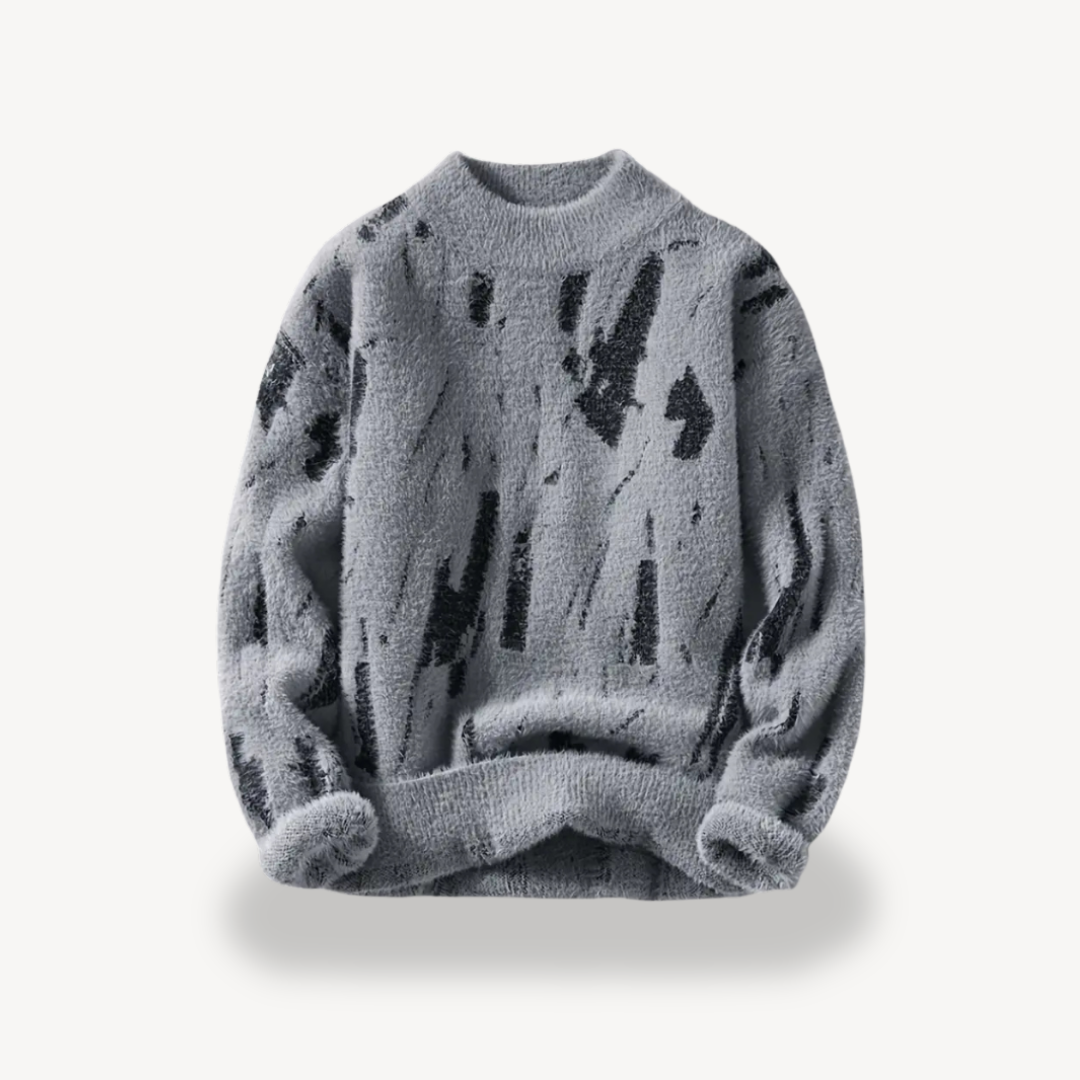 Abstrakter Fuzzy-Strickpullover für Herren | Loravelle 4