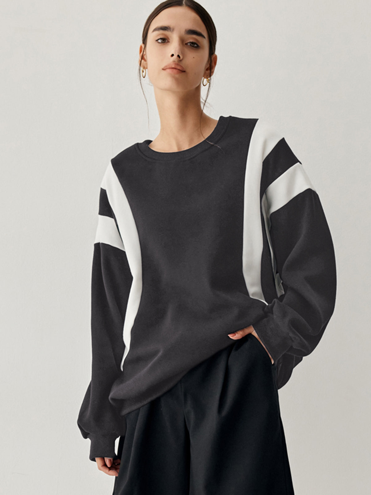 Fay Pullover mit Seitenstreifen Grobstrick