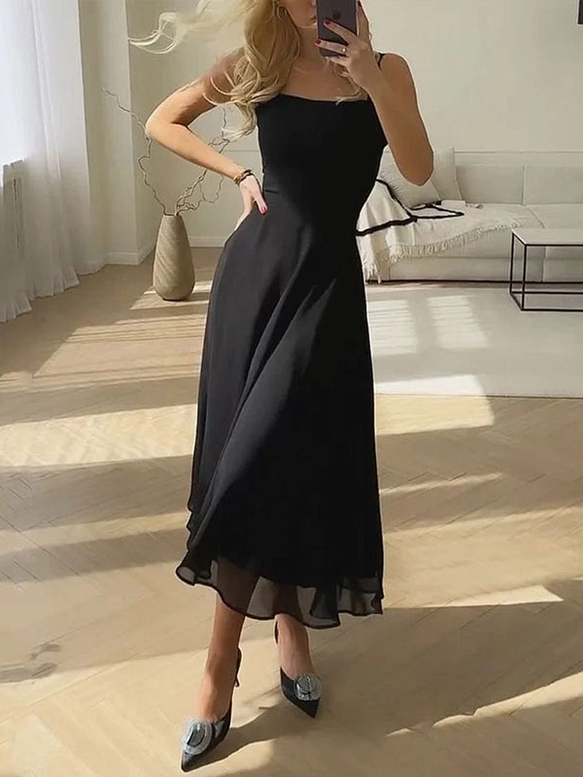 Elegantes Midikleid A-Linie Damenkleid Zeitlos