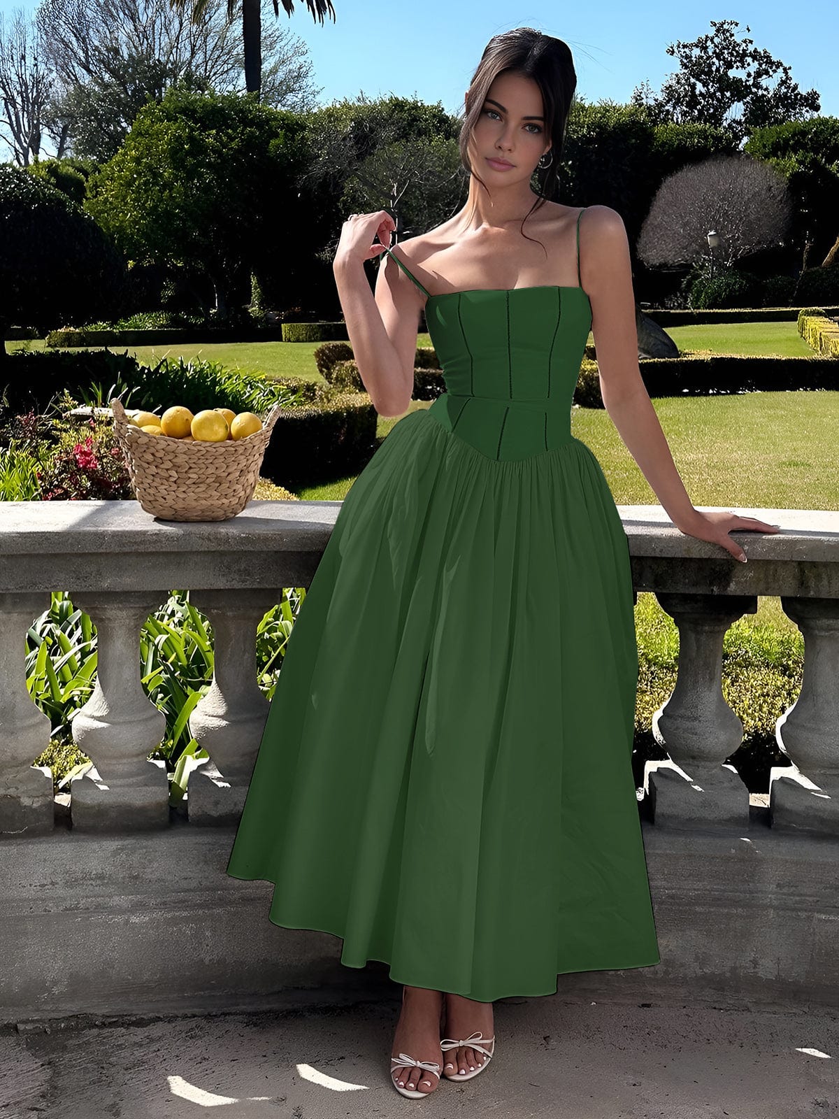 Damen Korsett Kleid Hochzeit Gast Mit Volants