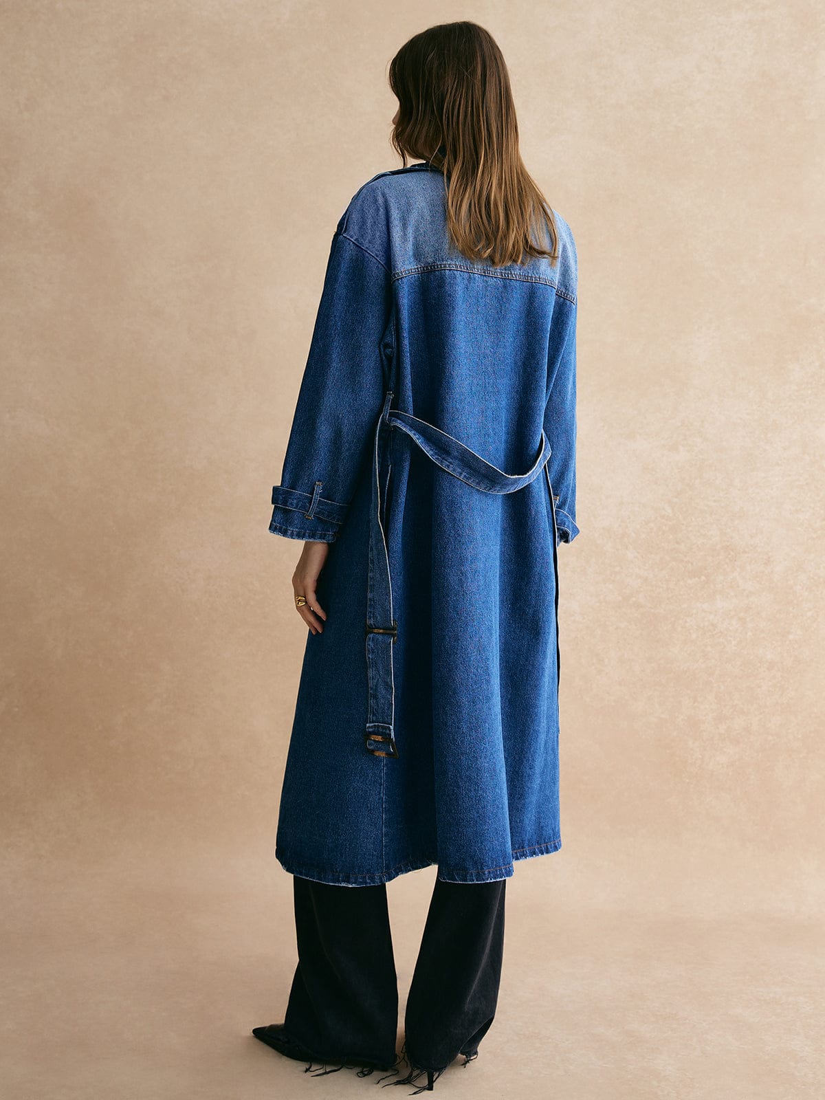 Großer Denim Trenchcoat Oversized Modern Lässig
