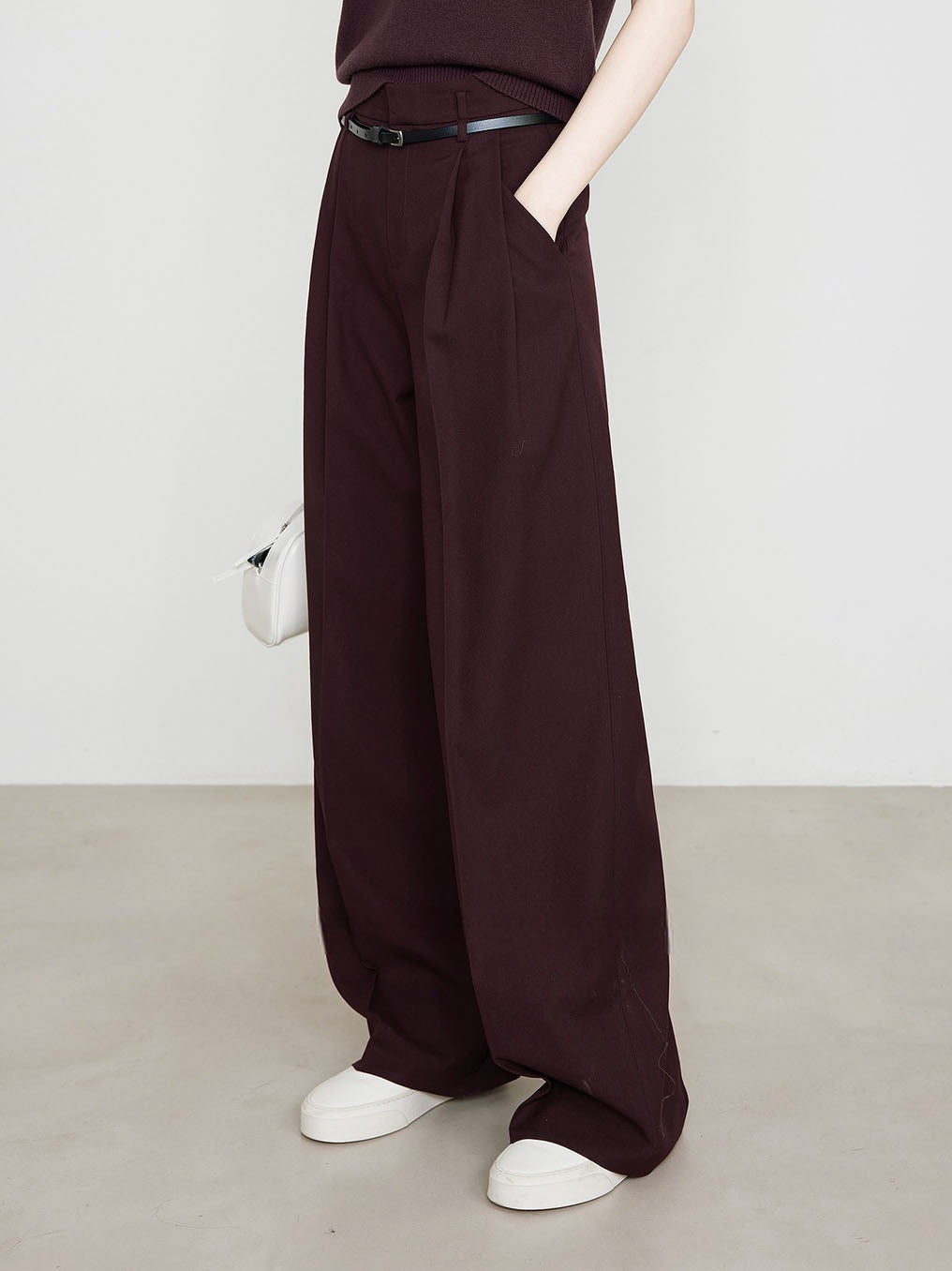 Elegante Bordeaux Chino Hose Damenschuhe Bequem
