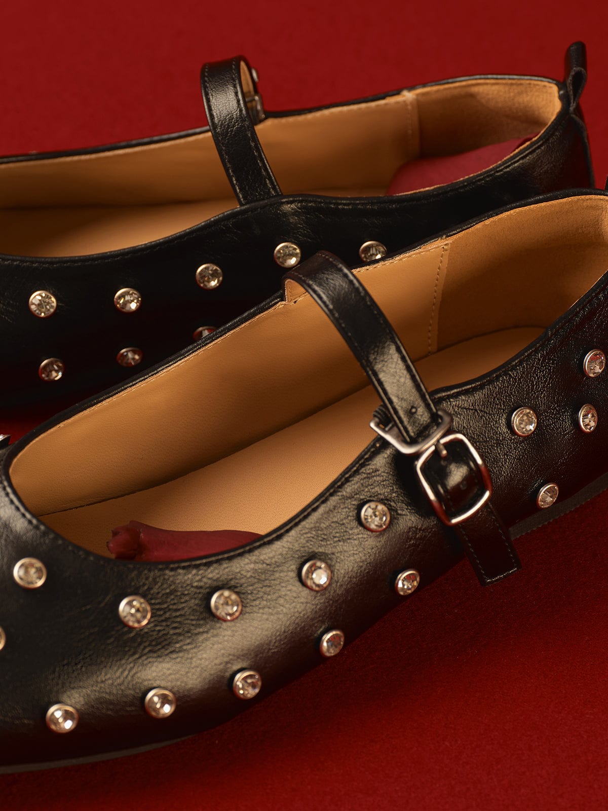 Schwarze Ballerinas mit Strass Elegant Modern Damen