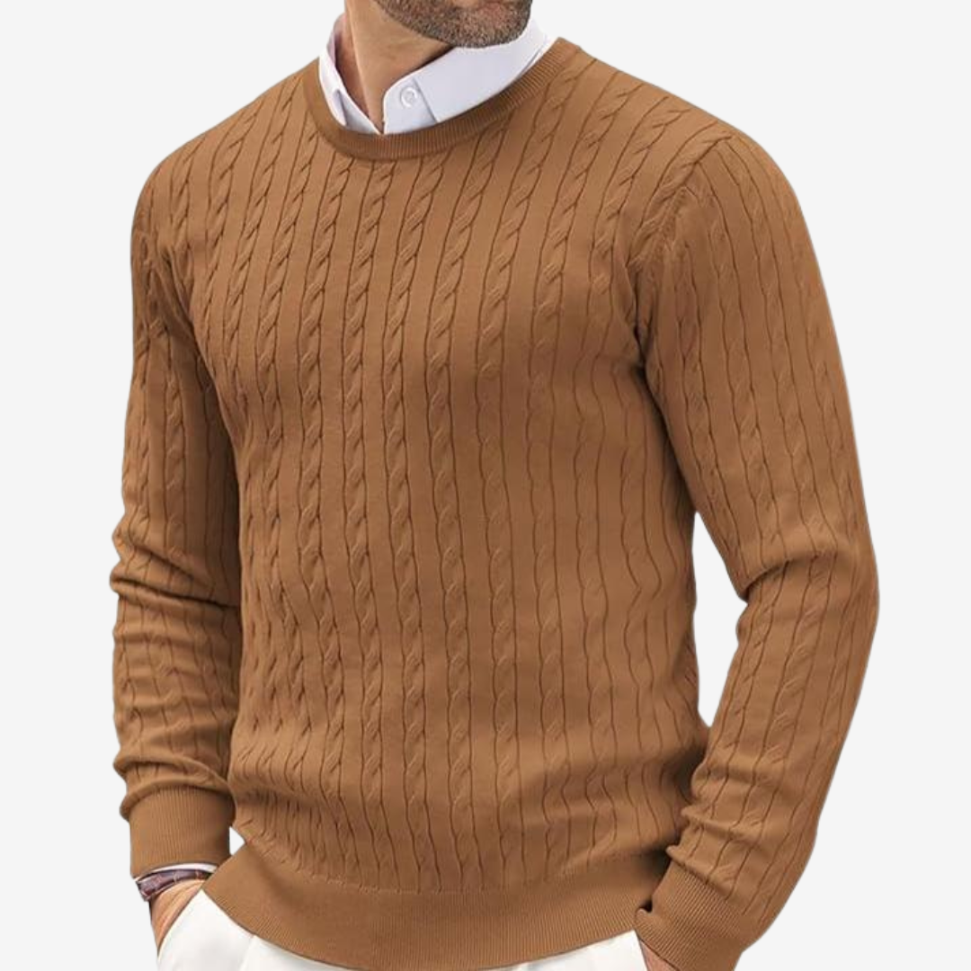 Herren Strickpullover Rundhals Frühling Zopfmuster Modern