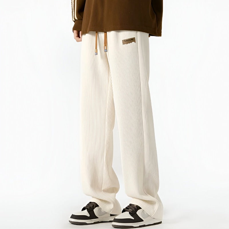 Baggy-Hose | Gerippt | Kordelzug | Jogginghose | Herrenhose-Weiß-M-Chaps Herrenmode