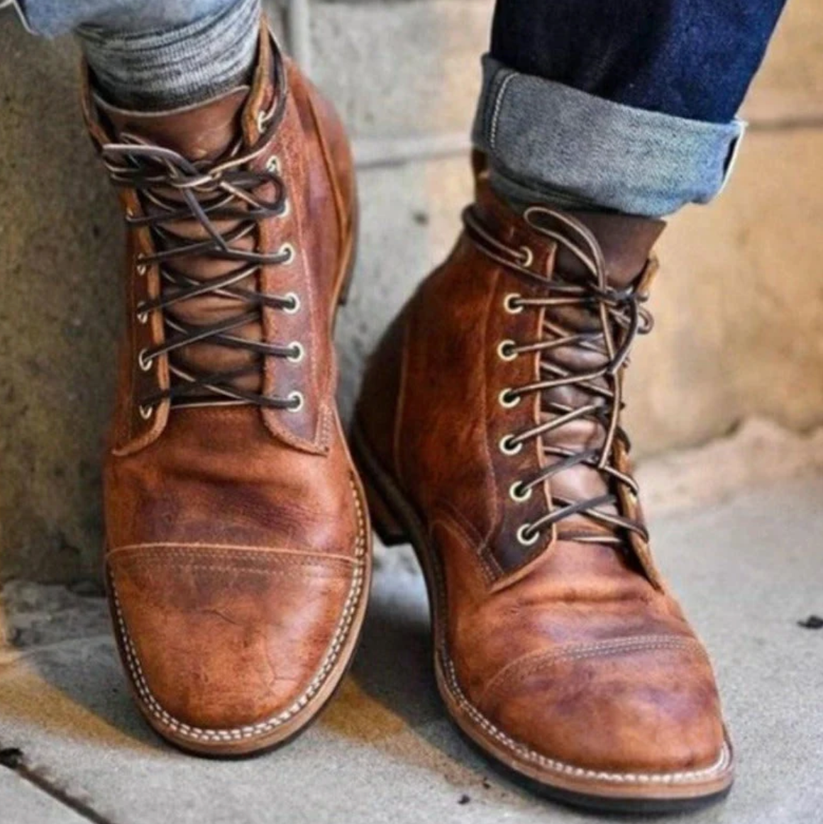 Lederstiefel Männer Robust Herren Stiefel Schwarz - BerlinGlamour