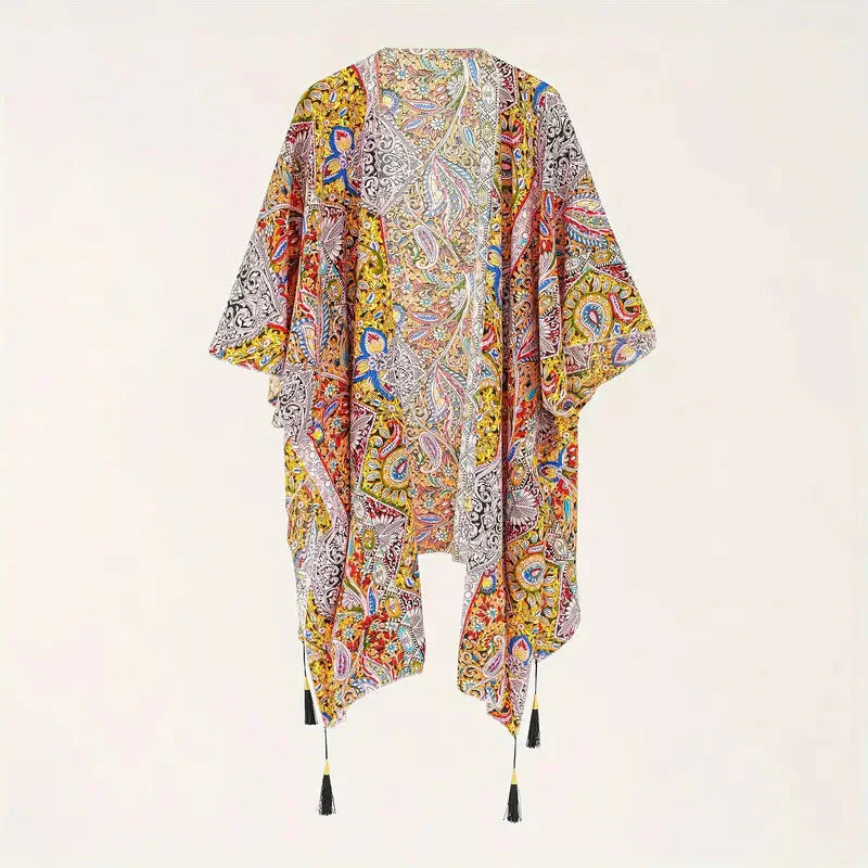 Strandkimono Paisley Offen mit Bikini Überzug