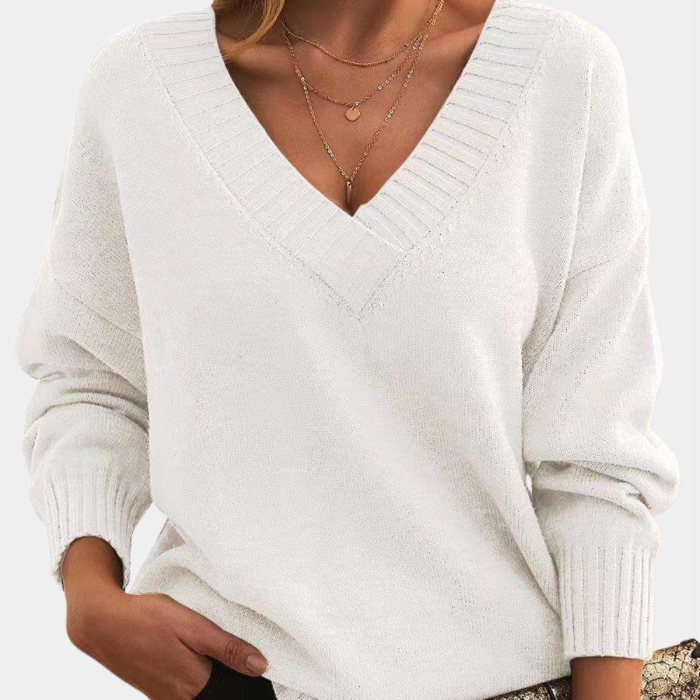 Damenpullover mit V-Ausschnitt im modernen Stil