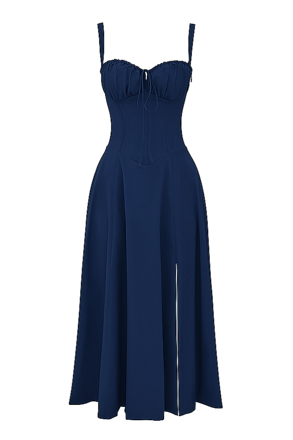 Elegantes Frauen Midikleid Mit Trägern und Röcken