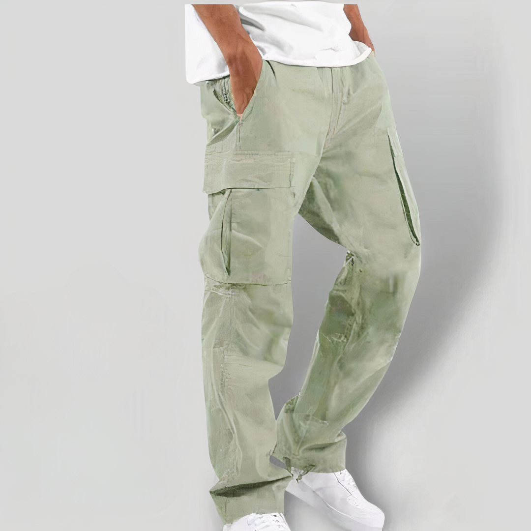 Cargohosen | Loose Fit | Taschen | Gerade Hosenbeine | Herrenhosen-Hellgrün-XS-Chaps Herrenmode