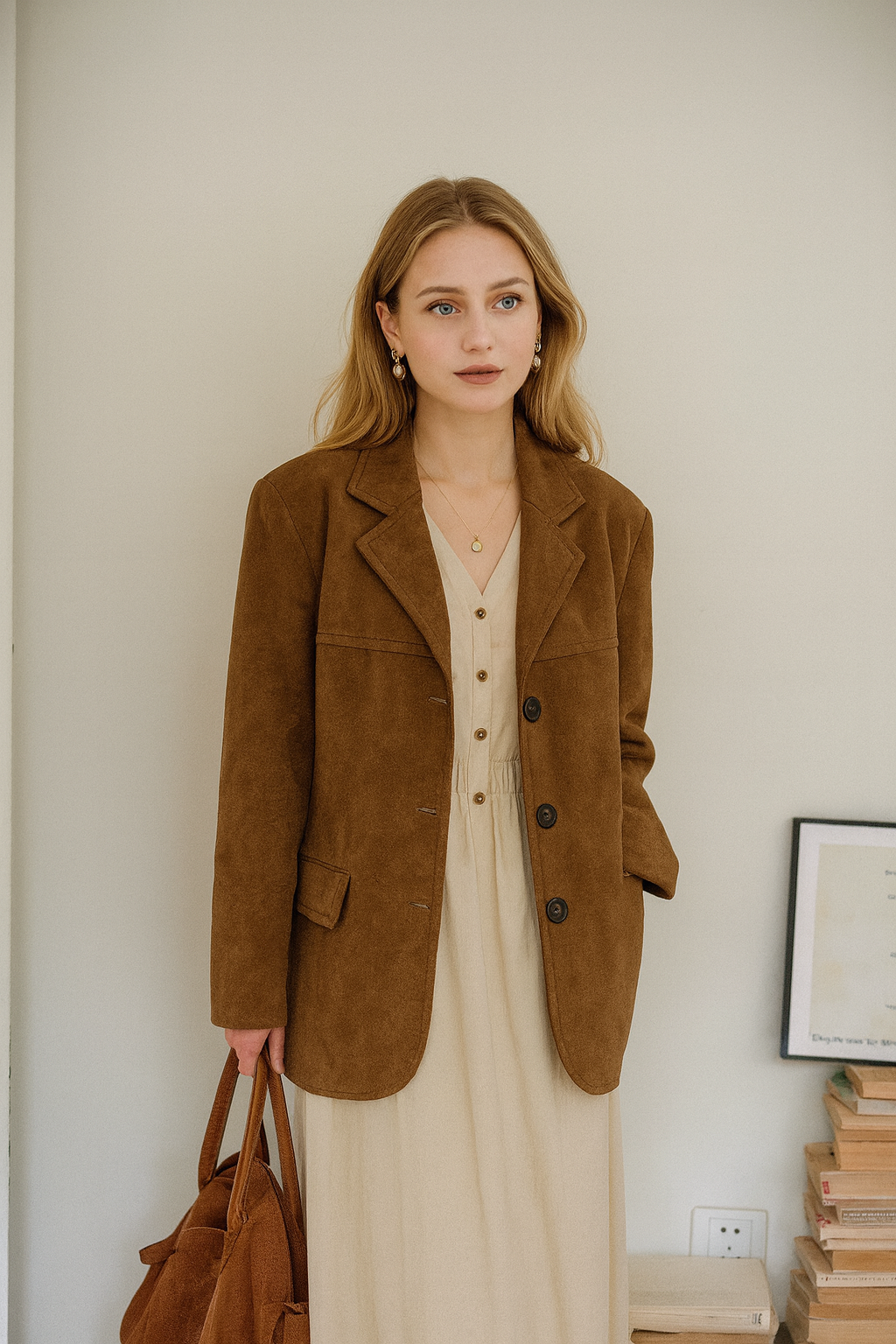 Vintage Blazer Braun Wildleder Herren Classic - BerlinGlamour