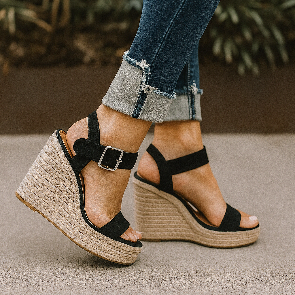 Damen Sandalen Keilabsatz Offene Zehen Sandaletten Sommer