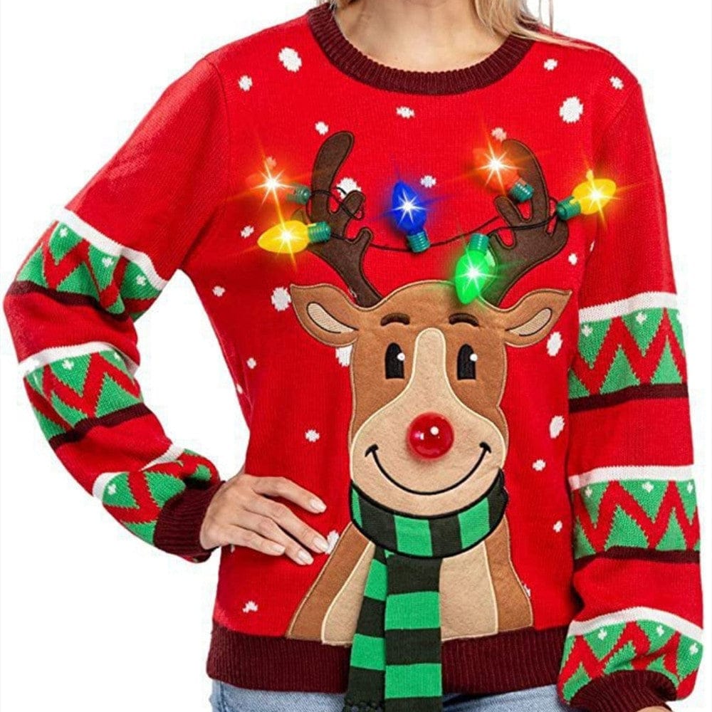 Weihnachtspullover BerlinGlamour: Plus Size, Rundhals, locker geschnitten