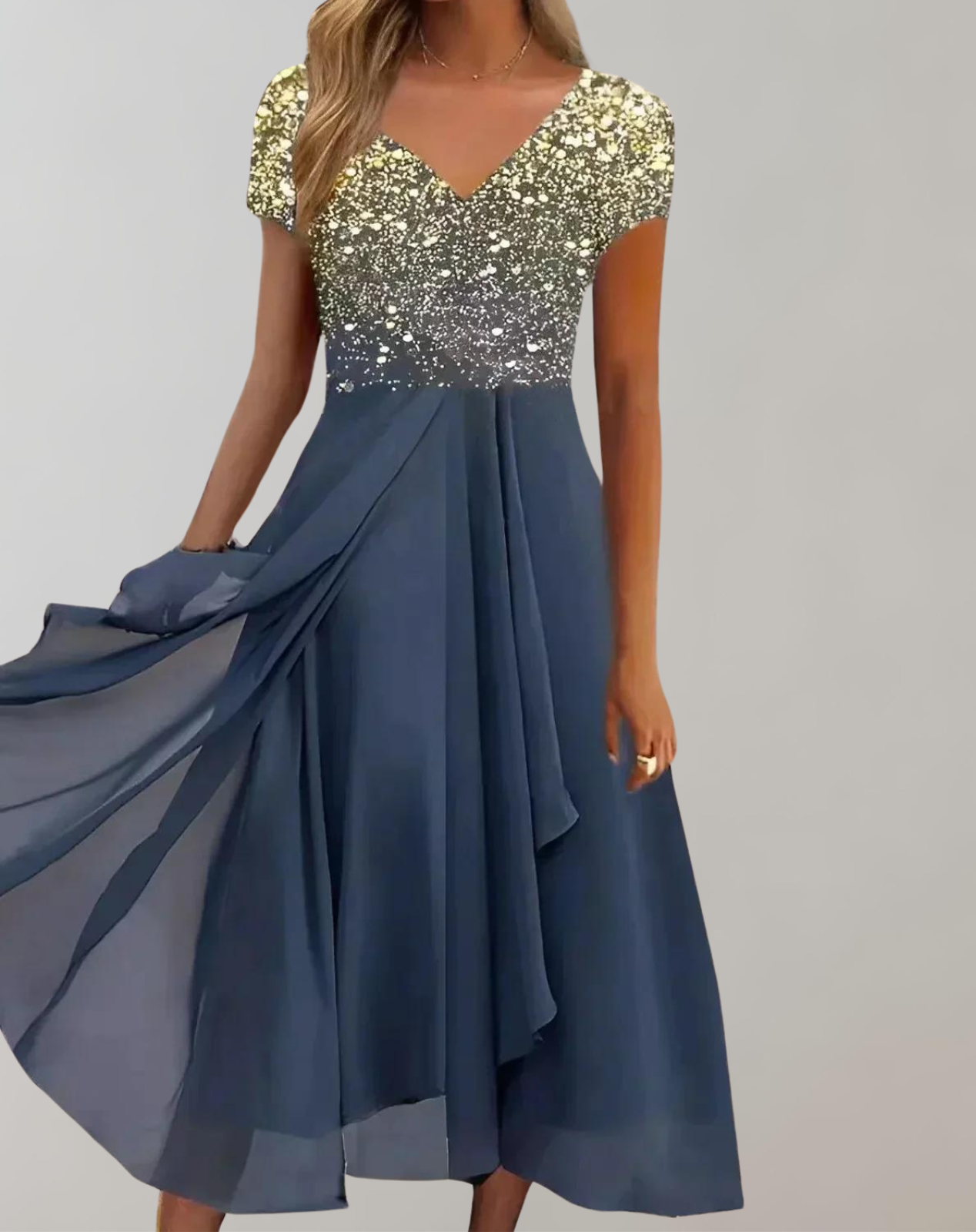 Abendkleid Damen Glänzend Blumenkleid Partykleid