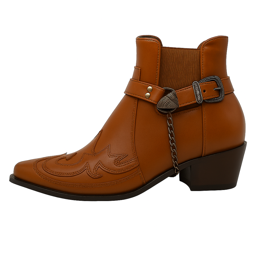 Cowboystiefel – Herren-Westernstiefel mit spitzer Zehenpartie-Gelb-38-Chaps Herrenmode