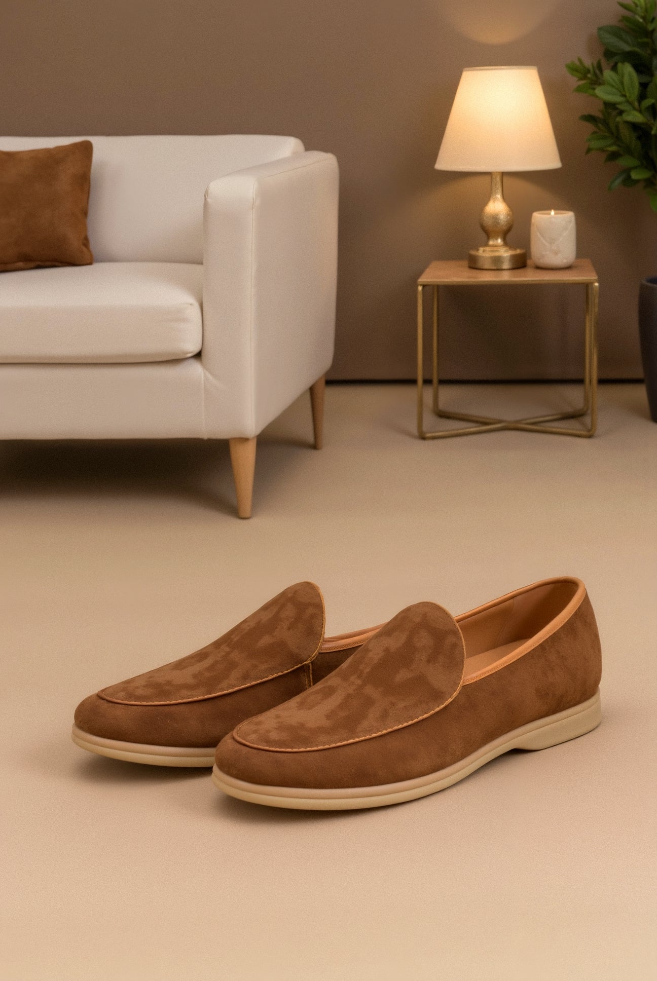 Elegante Braune Lederschuhe Loafer Schlicht