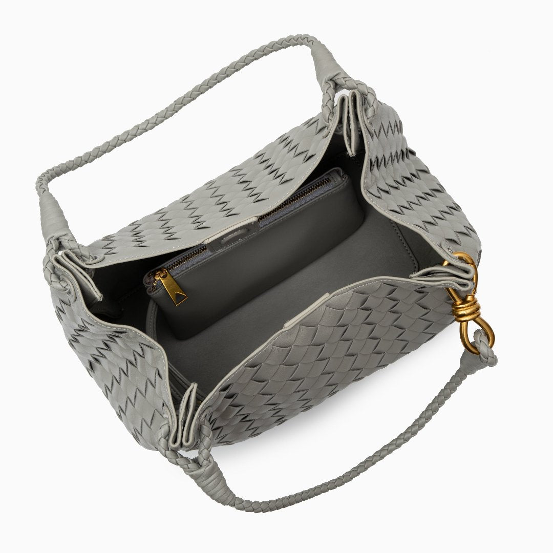 Vegane Damenhandtasche Schwarz Geflochten mit Schulterriemen