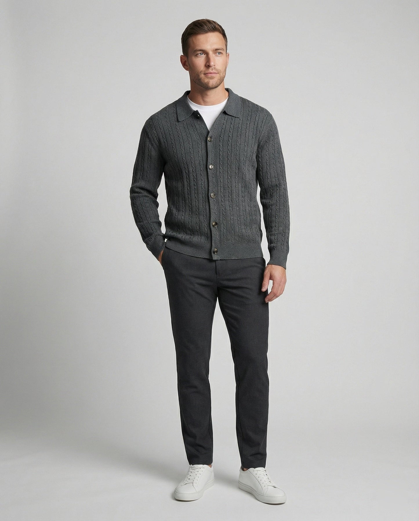 Herren Strickjacke Baumwolle Elegante Outdoorjacke