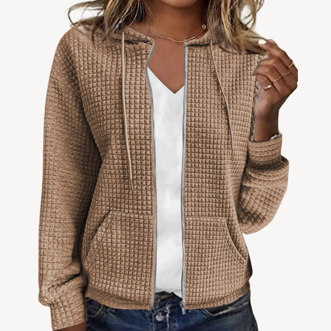 Damen-Kapuzenjacke mit Waffelstrick und Reißverschluss | Loravelle 4