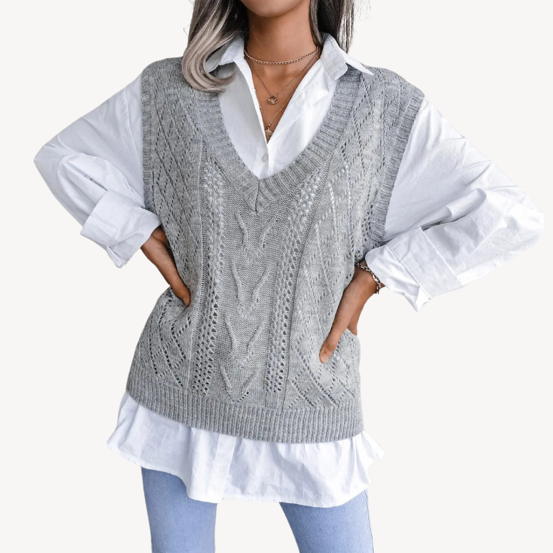 Damen-Strickweste mit V-Ausschnitt | Loravelle 3