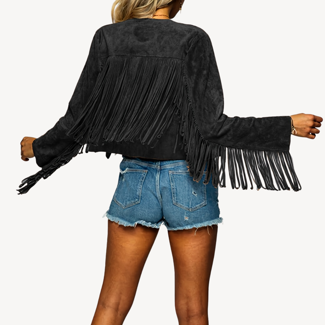 Damen-Wildlederjacke mit Fransen | Loravelle 4
