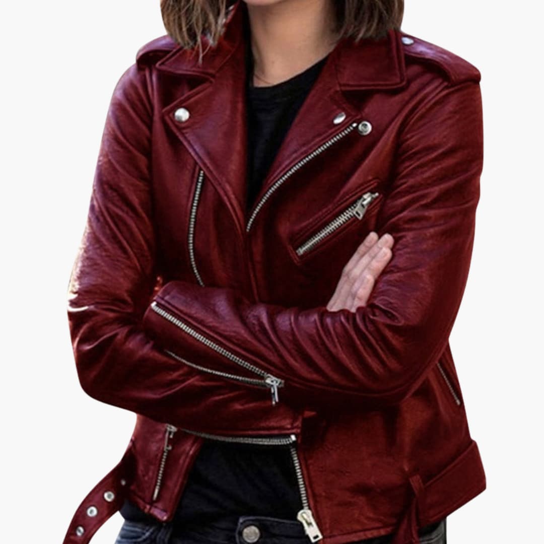 Damen Bikerjacke mit Reverskragen und Reißverschlusstaschen 3