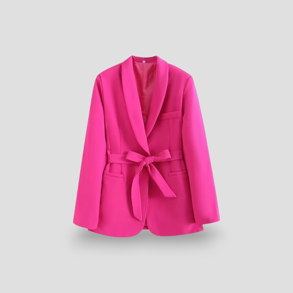 Damen Blazerjacke mit Gürtel und Schalkragen 5