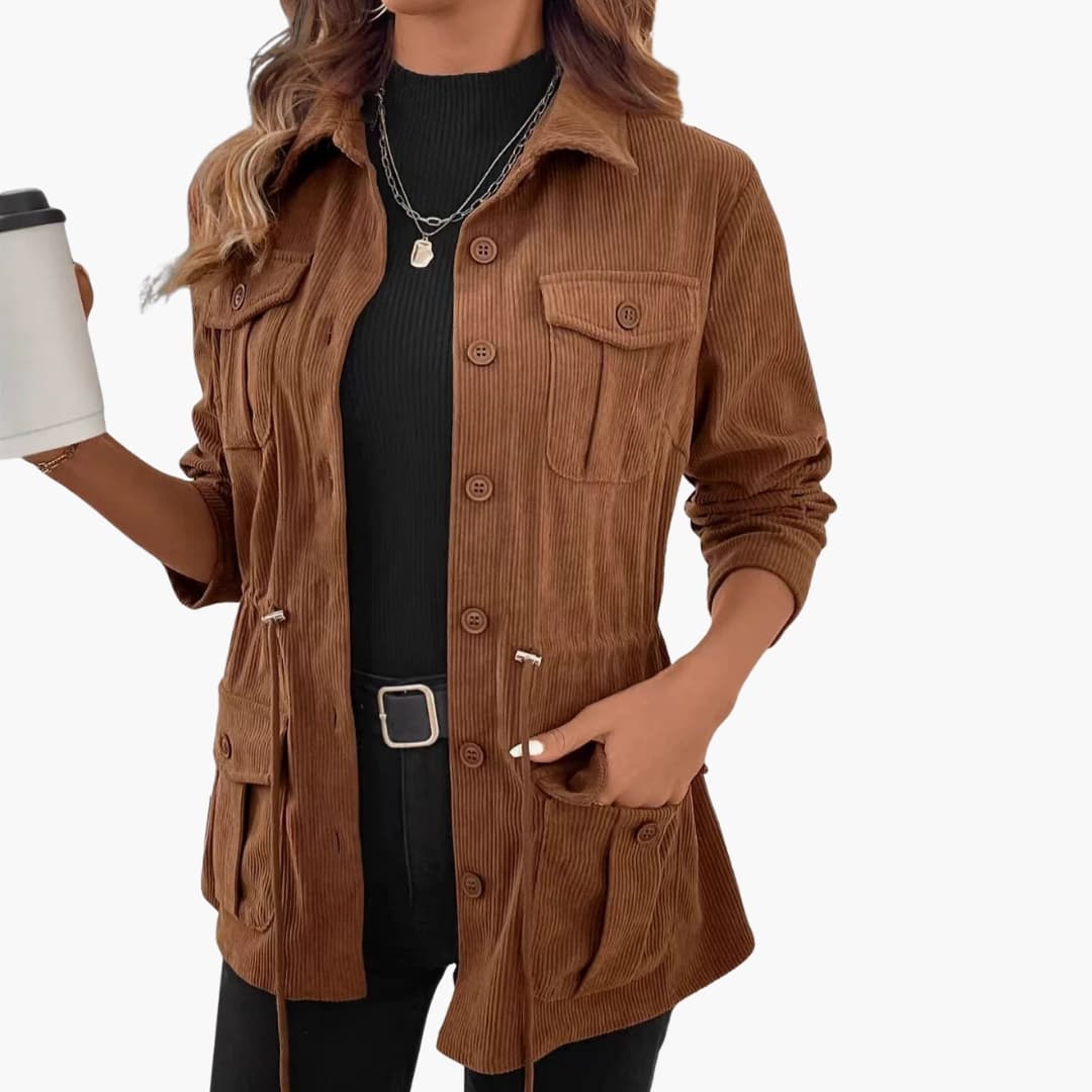 Damen Cordjacke mit Knopfleiste 0