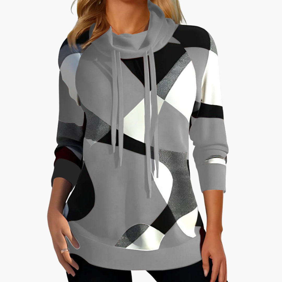 Damen Hoodie mit Kapuze und geometrischem Muster 2