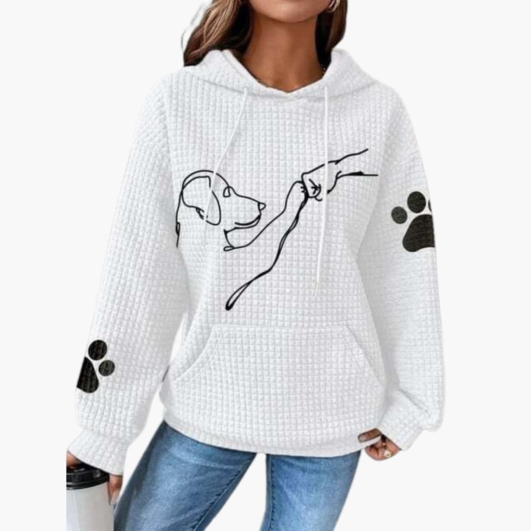 Damen Hoodie mit Kordelzug Kapuze und Kängurutasche 5