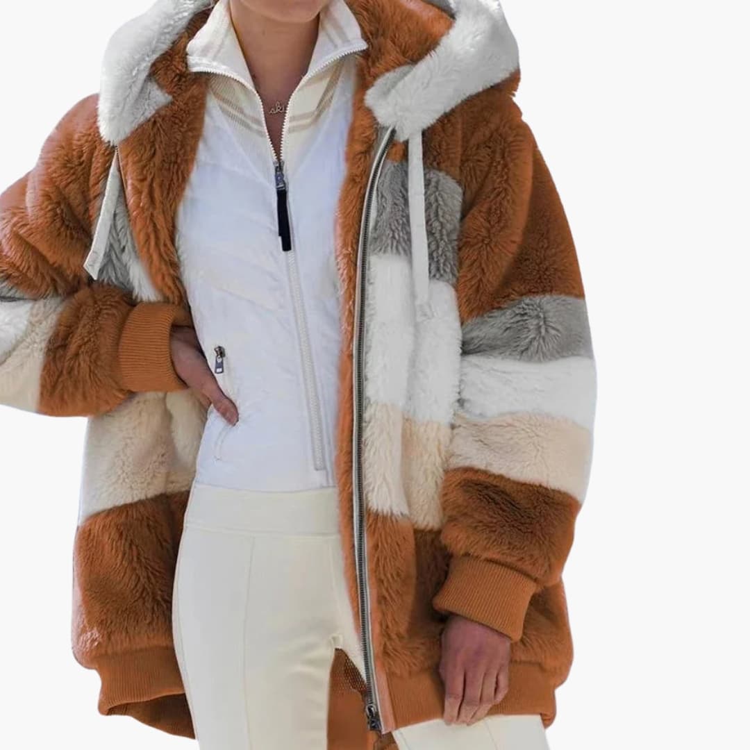 Damen Kapuzenjacke mit Reißverschluss und Streifenmuster 8