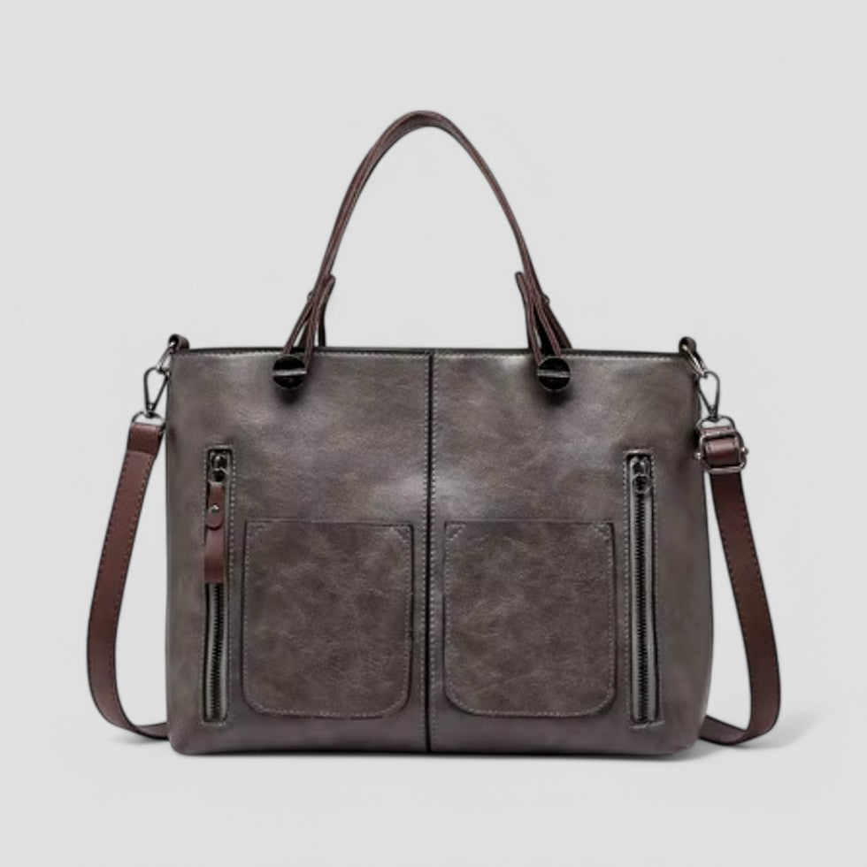 Damen Lederhandtasche mit mehreren Taschen, Umhängetasche im Vintage-Stil 8