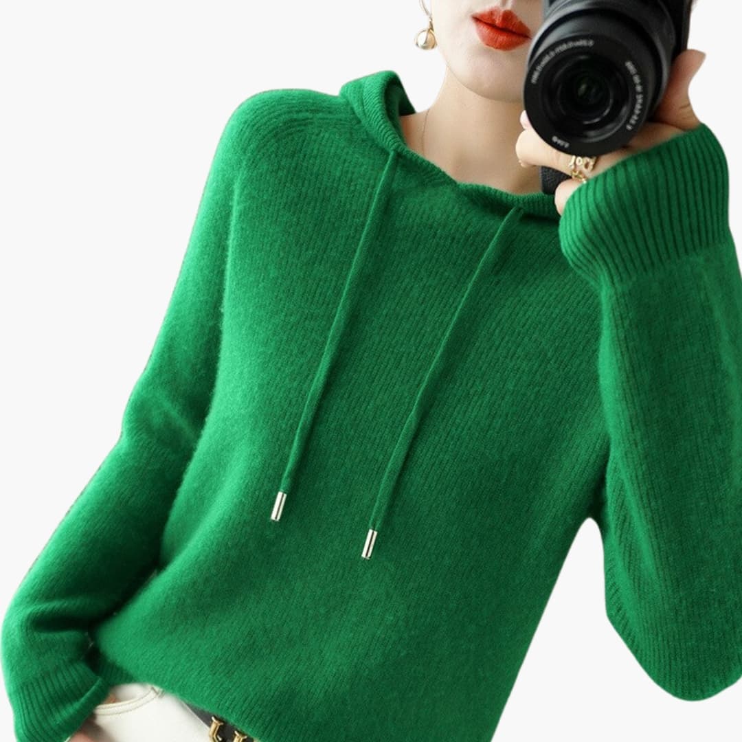 Damen Strick-Hoodie mit langen Ärmeln 5