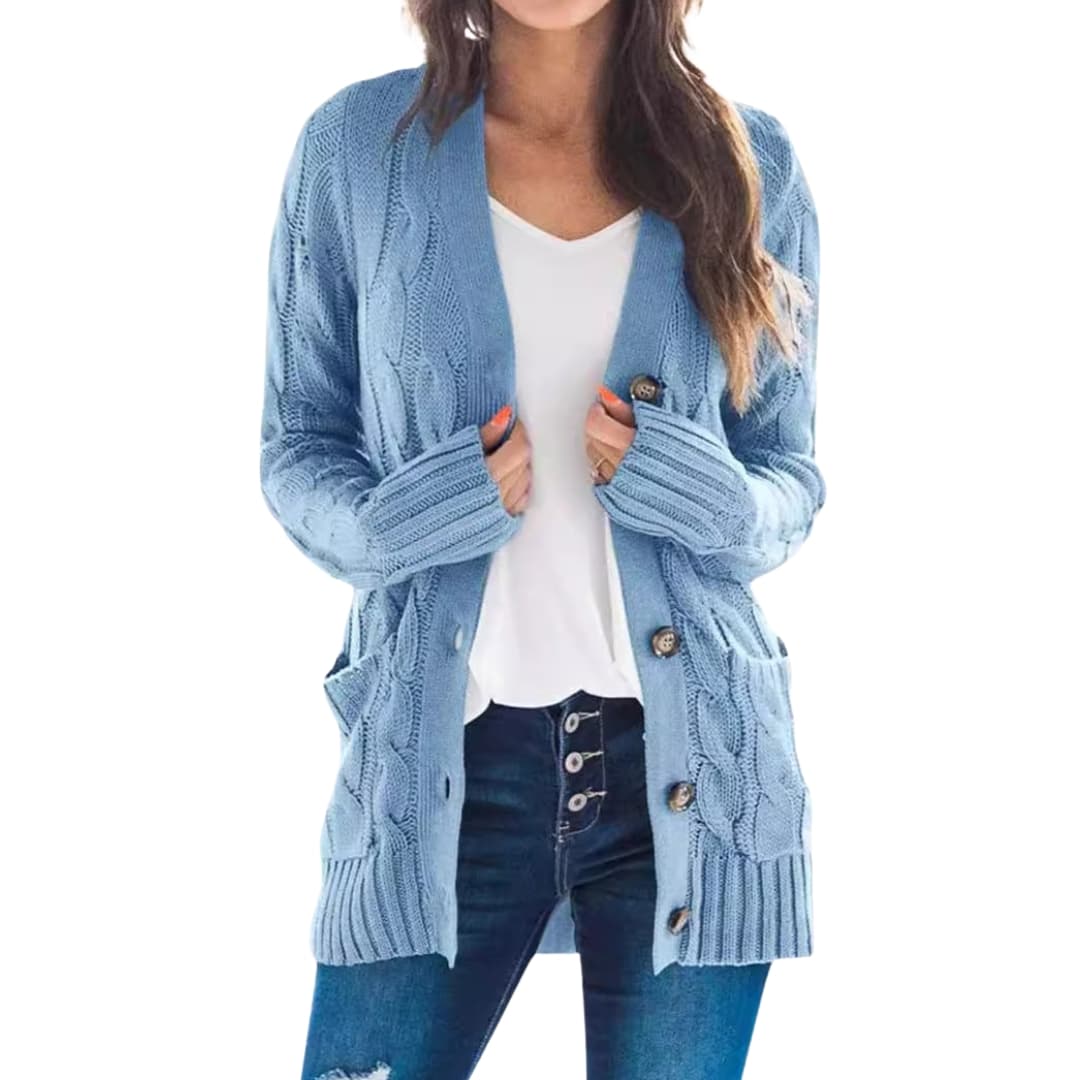 Damen Strickjacke mit langen Ärmeln und geradem Saum 3