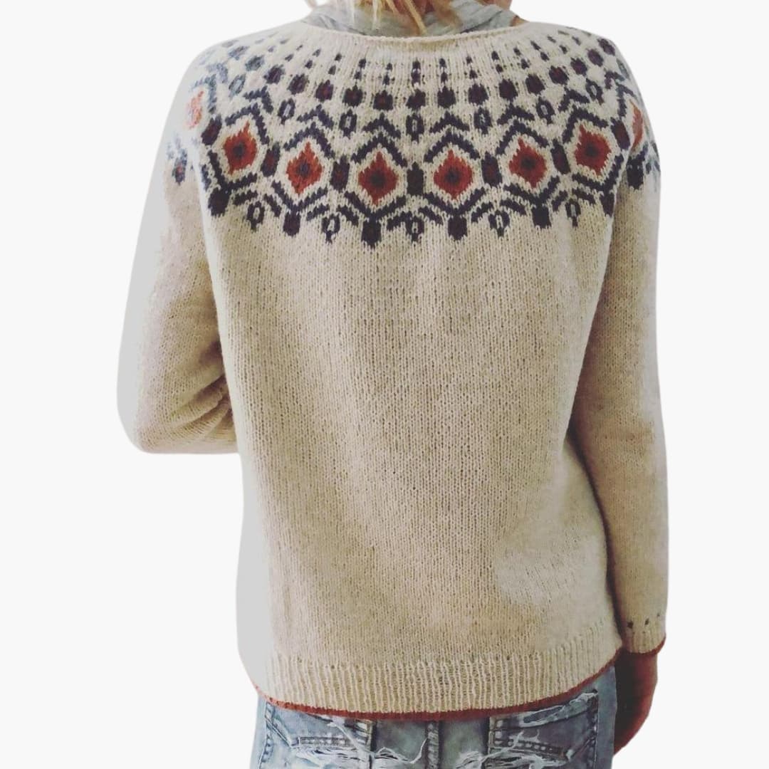Damen Strickpullover mit Rundhalsausschnitt und geometrischem Muster 3