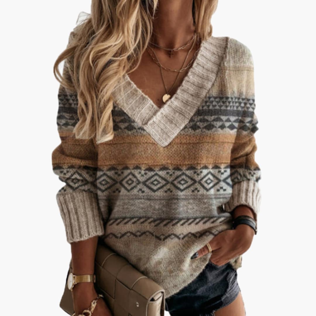 Damen Strickpullover mit V-Ausschnitt 3