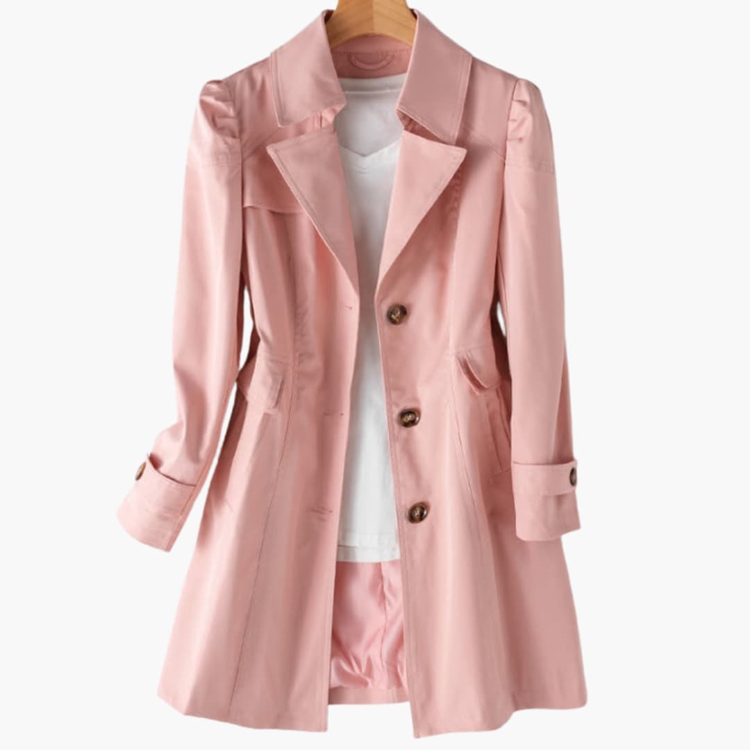 Damen Trenchcoat mit fallendem Revers und Knopfverschluss 3