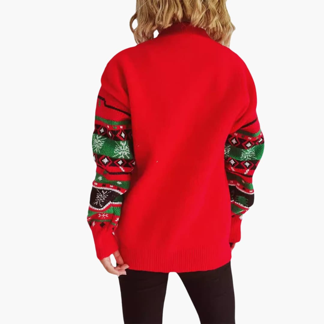 Damen Weihnachts-Pullover mit Rentiermotiv und festlichem Strickmuster 4