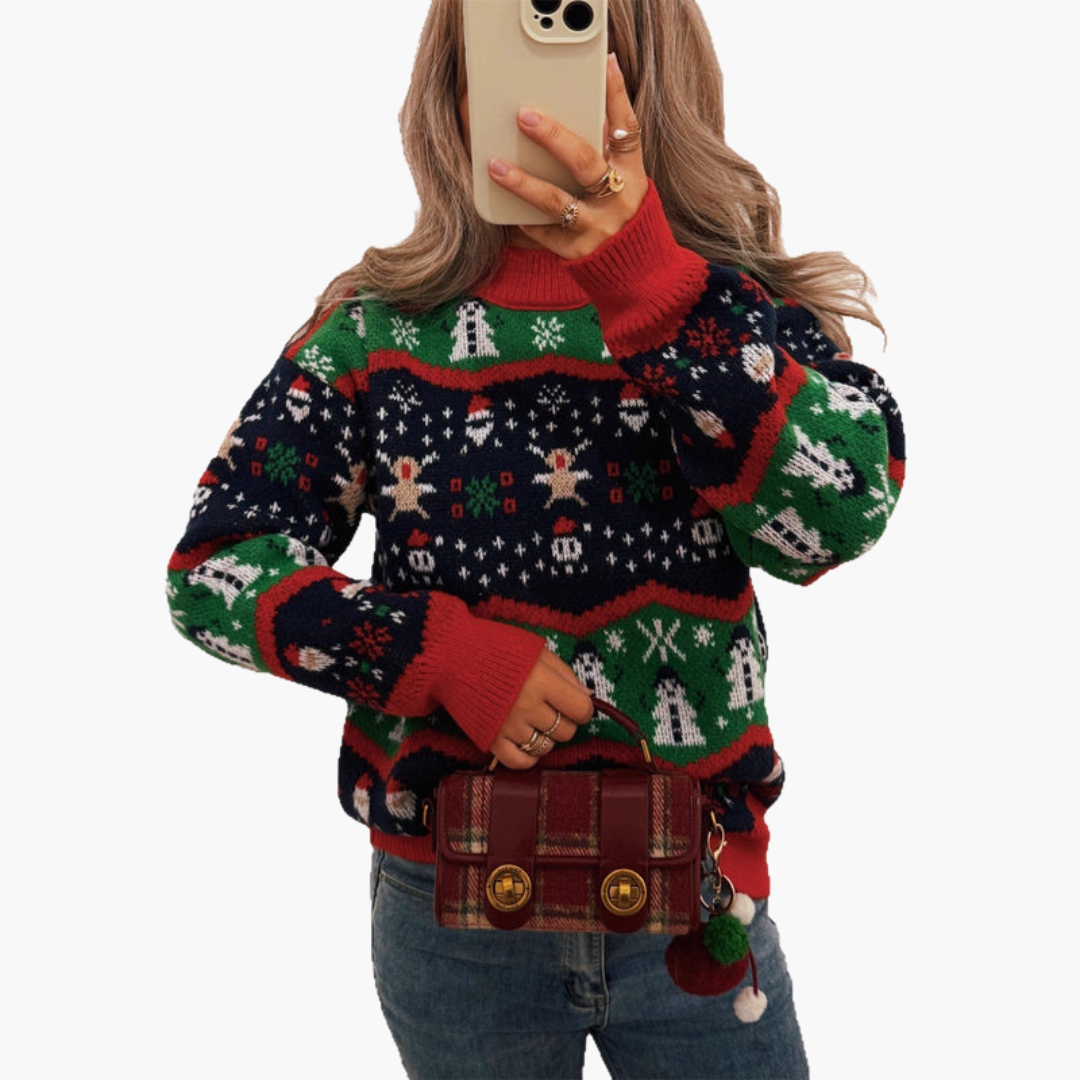 Damen Weihnachts Pullover mit festlichem Motiv 3