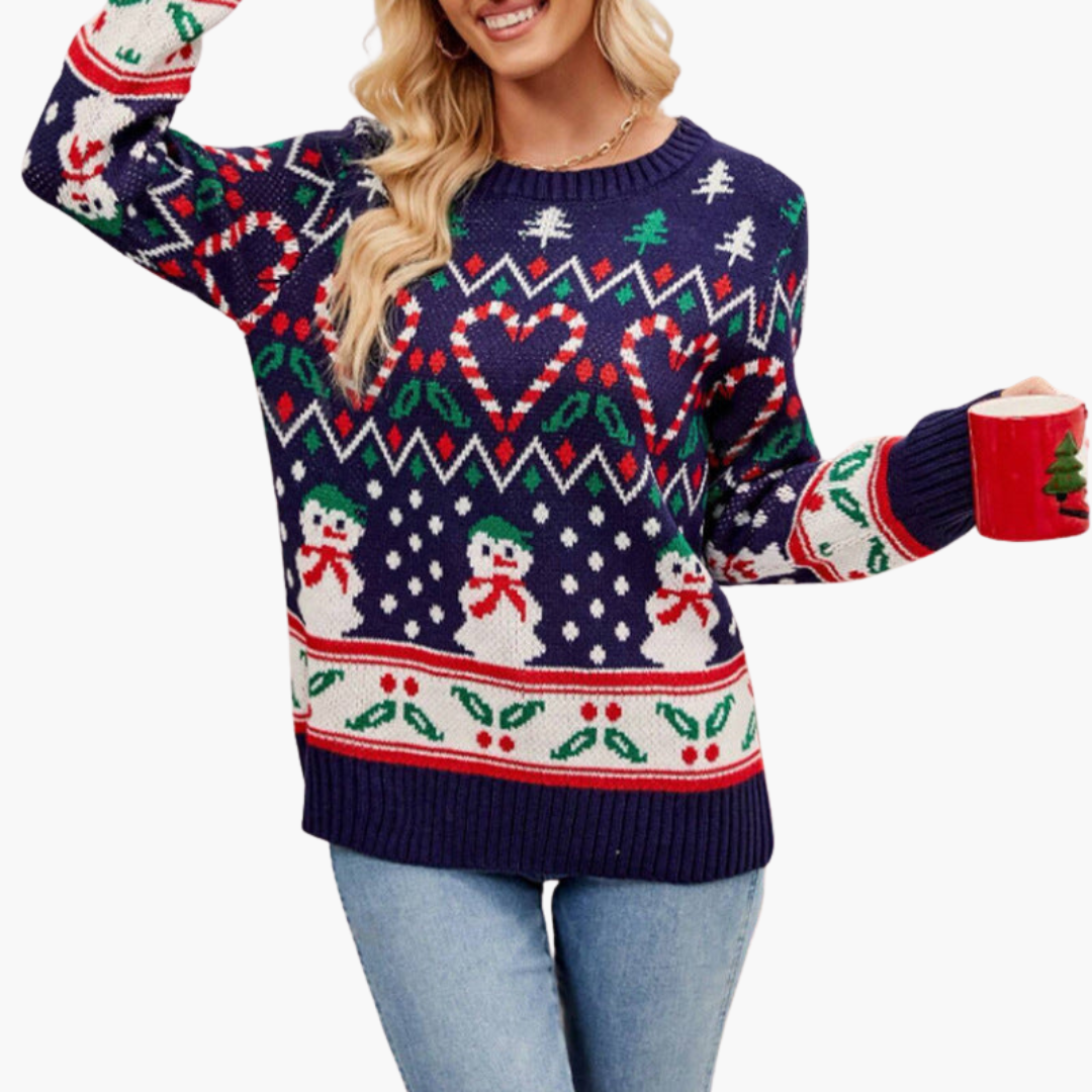 Damen Weihnachtspullover mit Herz und Tannenbaum-Motiv 4